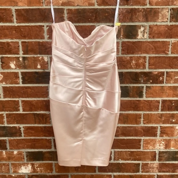 Davids Bridal Womens 8 Blush Pink Sweetheart Strapless Satin Formal Dress - Picture 3 of 8